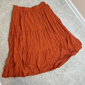 Orange tiered maxi skirt